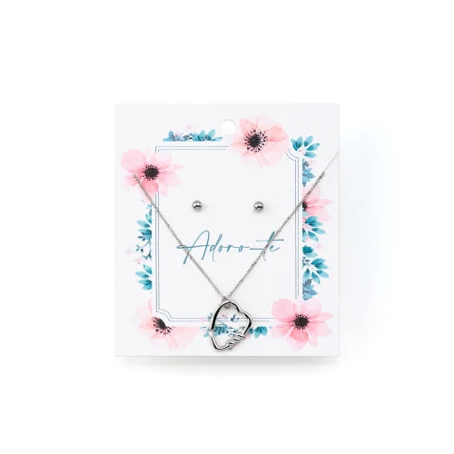 Conjunto Aço Colar + Brincos " Adoro-te "