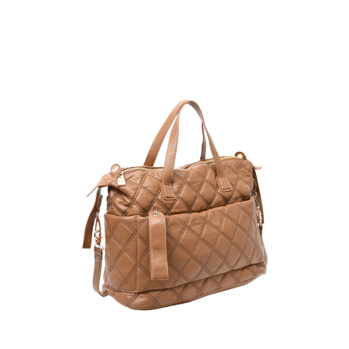 Bolsa acolchoada com fecho exterior Caqui