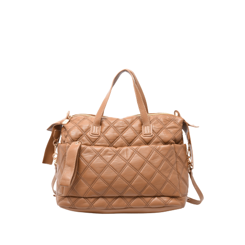 Bolsa acolchoada com fecho exterior Caqui