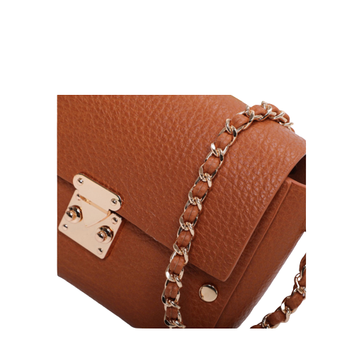 Bolsa tiracolo com corrente combinada camel