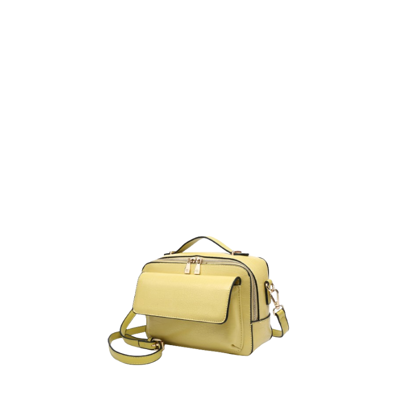 Bolsa tiracolo com textura e bolso exterior amarelo