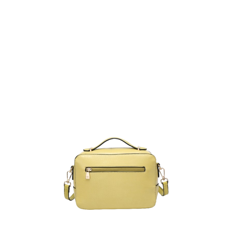 Bolsa tiracolo com textura e bolso exterior amarelo