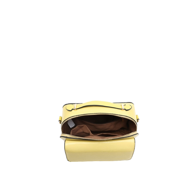 Bolsa tiracolo com textura e bolso exterior amarelo