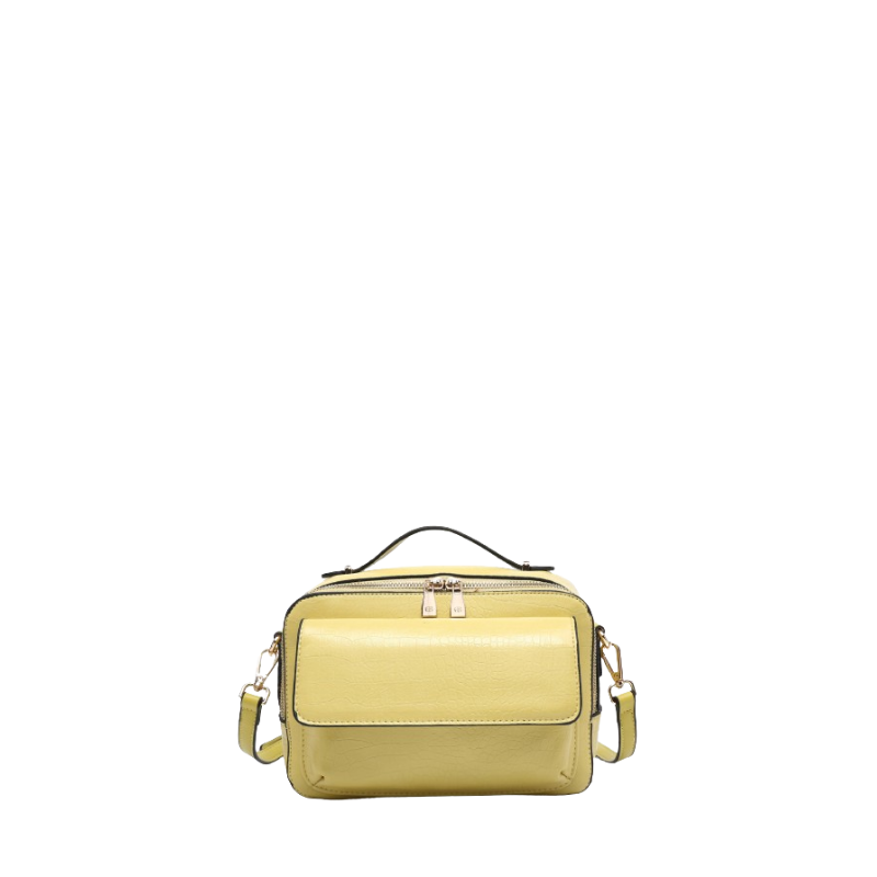 Bolsa tiracolo com textura e bolso exterior amarelo