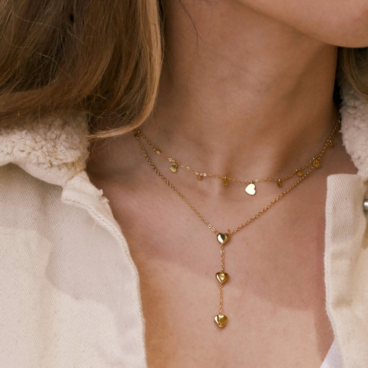 Colar comprido em aço coração