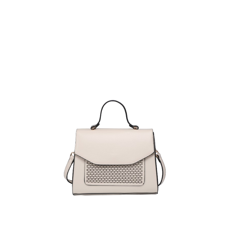 Mala com textura no bolso e alça de tiracolo ajustável bege