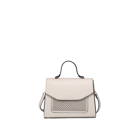 Mala com textura no bolso e alça de tiracolo ajustável bege