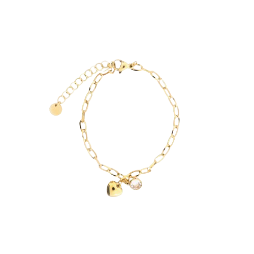 PULSEIRA DOURADA CORAÇÃO E BRILHANTE
