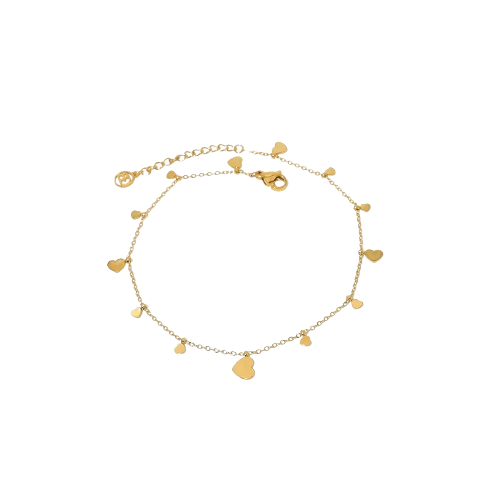 Pulseira de pé aço pendentes corações