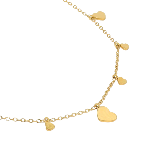 Pulseira de pé aço pendentes corações