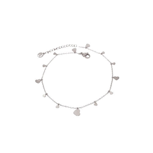 Pulseira de pé aço pendentes corações