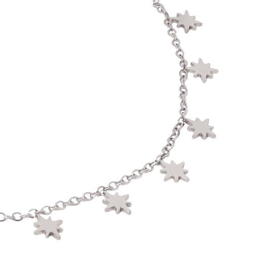 Pulseira de pé aço pendentes estrelas