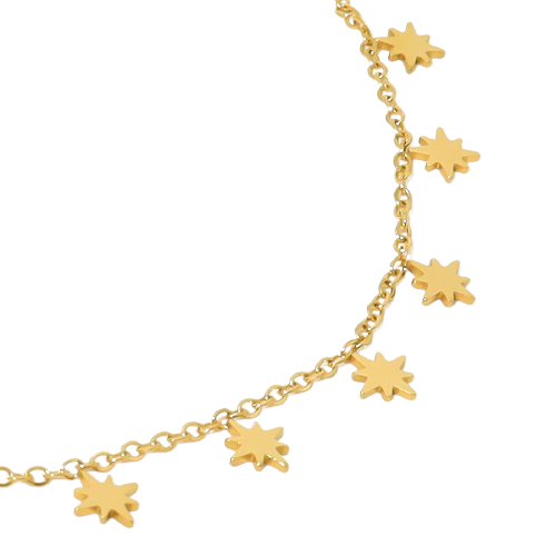 Pulseira de pé aço pendentes estrelas
