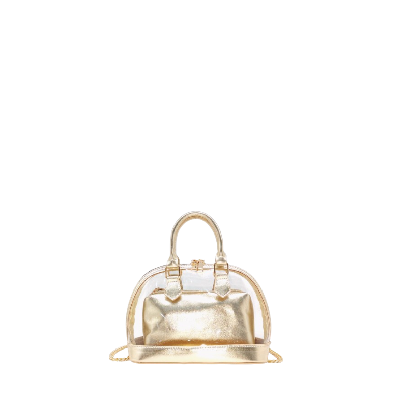 mala transparente dourada