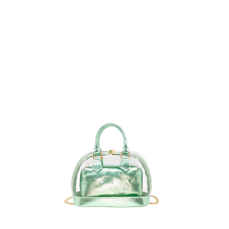 mala transparente verde