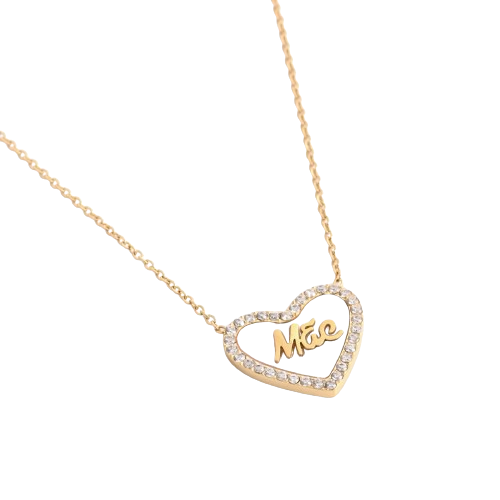 Mother heart steel necklace