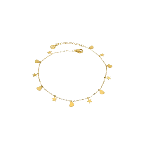 Pulseira de pé aço com pendentes estrelas
