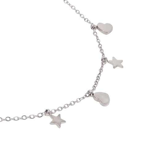 Pulseira de pé aço com pendentes estrelas