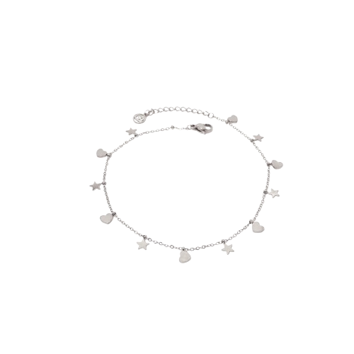 Pulseira de pé aço com pendentes estrelas