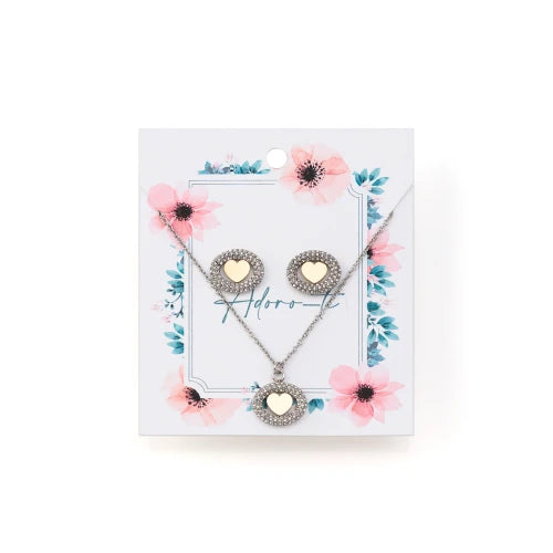 Conjunto Colar Aço + Brincos " Adoro-te "