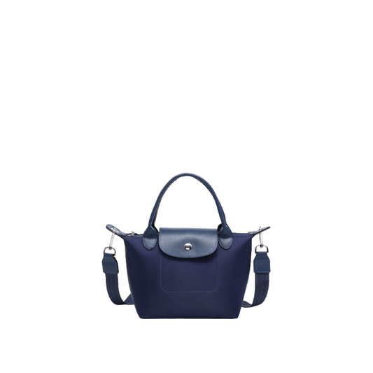 Bolsa shopper com alça tiracolo pequena azul marinho