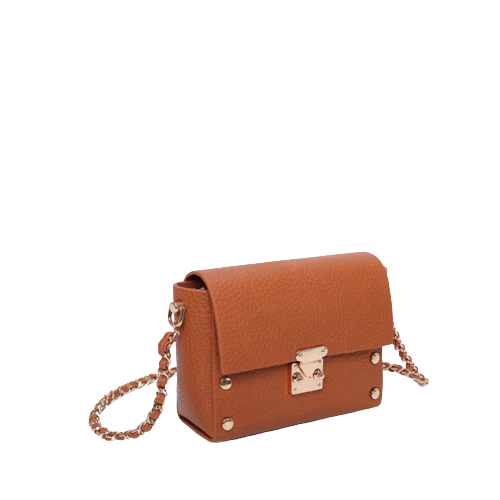 Bolsa tiracolo com corrente combinada camel