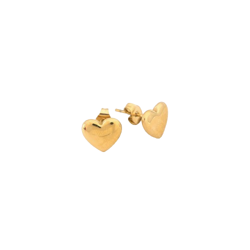 Brincos em aço coração básico Dourado