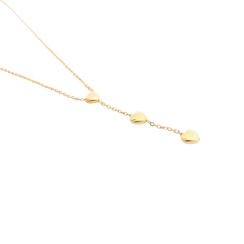 Colar comprido em aço coração Dourado