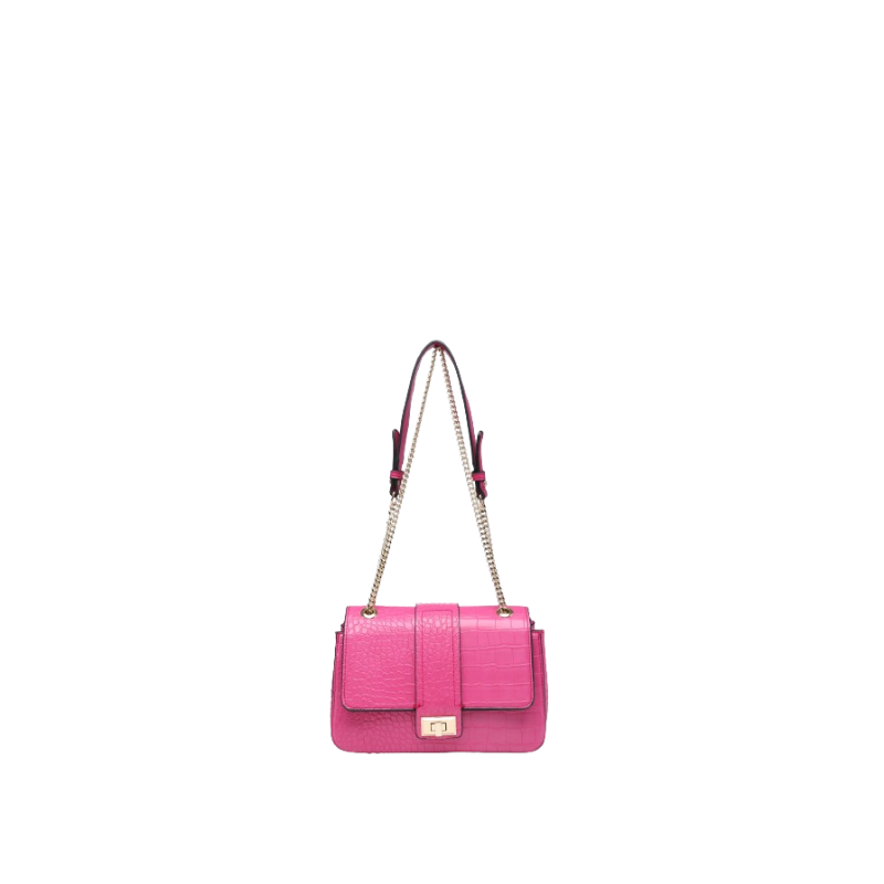 Mala tiracolo com corrente e bolso exterior rosa
