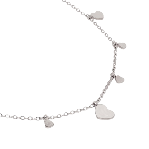 Pulseira de pé aço pendentes corações