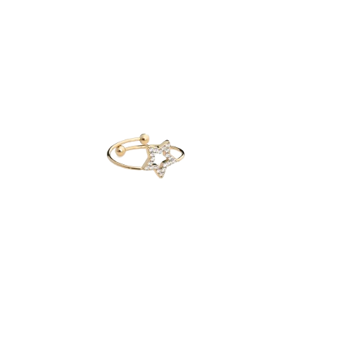 Anillo ajustable estrella de acero con diamantes