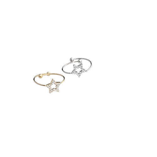 Anillo ajustable estrella de acero con diamantes